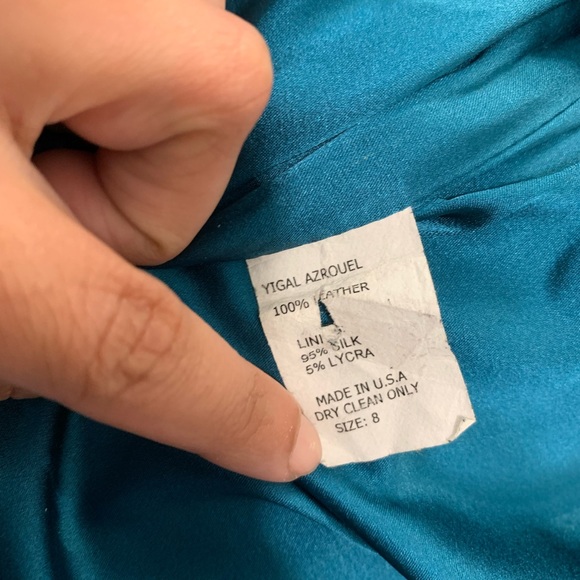 Yigal Azrouel 100% Black Leather Skirt Size 8 Knee Length Fitted Trumpet Bodycon - Picture 2 of 10